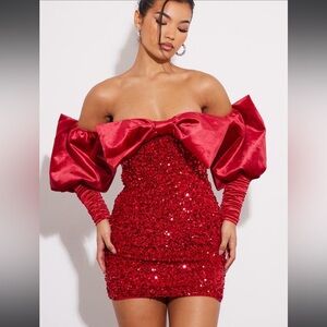 PRETTY LITTLE THING Elegant Red Off-Shoulder Dress